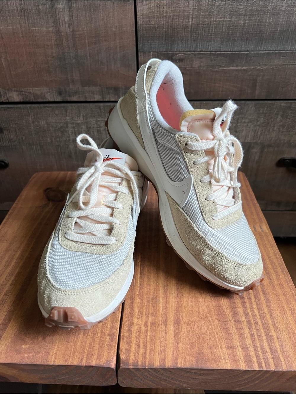 Women's Neutral Beige & White Nike Athletic Sneakers